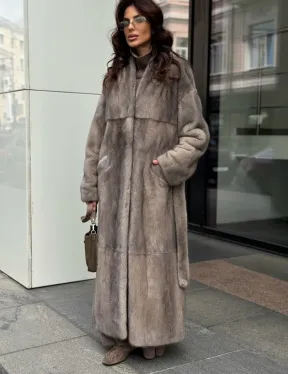 Длинная норковая шуба