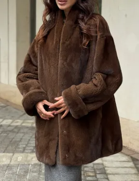 Коричневая шуба из норки