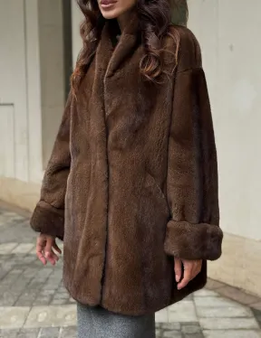 Коричневая шуба из норки