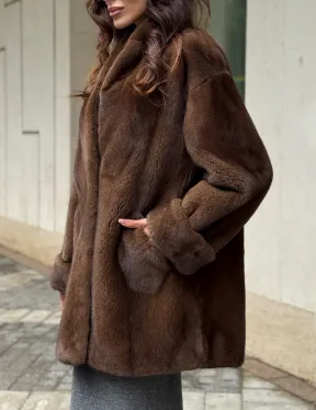 Коричневая шуба из норки