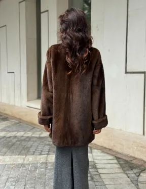 Коричневая шуба из норки