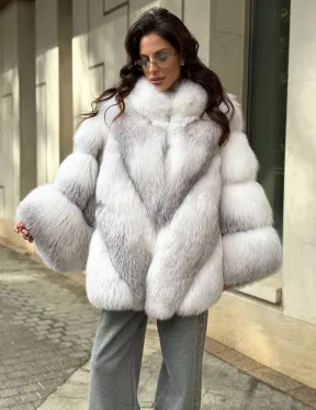 Шуба из меха альпийской лисы  