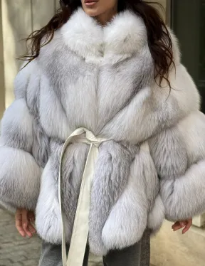 Шуба из меха альпийской лисы  
