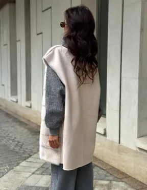 Комбинированный жилет из меха норки и шерсти