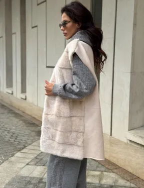 Комбинированный жилет из меха норки и шерсти