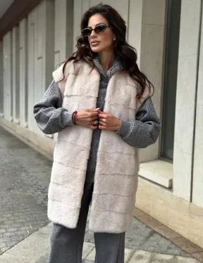 Комбинированный жилет из меха норки и шерсти