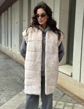 Комбинированный жилет из меха норки и шерсти