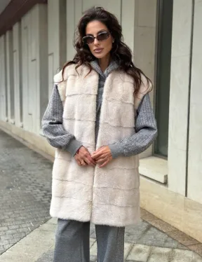 Комбинированный жилет из меха норки и шерсти