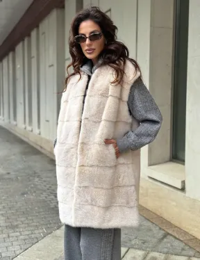 Комбинированный жилет из меха норки и шерсти