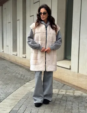 Комбинированный жилет из меха норки и шерсти