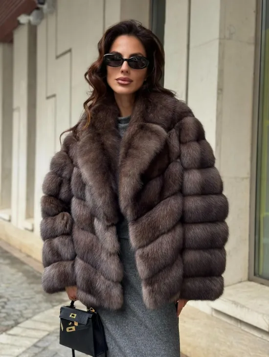 Шуба автоледи из аукционного седого соболя