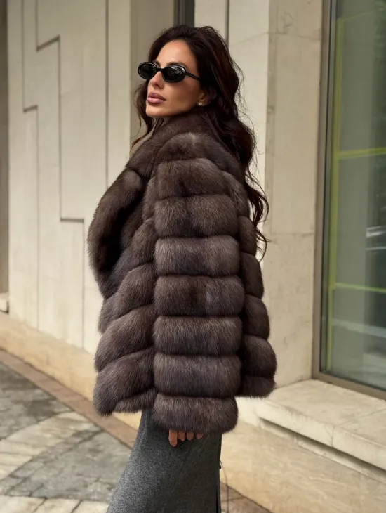 Шуба автоледи из аукционного седого соболя