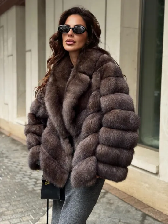 Шуба автоледи из аукционного седого соболя