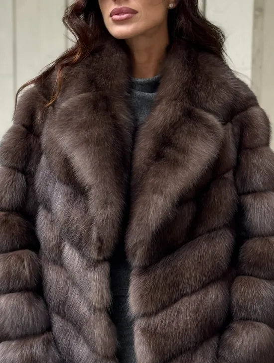 Шуба автоледи из аукционного седого соболя