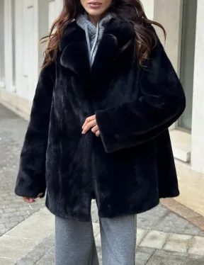 Полушубок женский из норки - черный