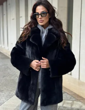 Полушубок женский из норки - черный
