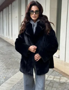 Полушубок женский из норки - черный