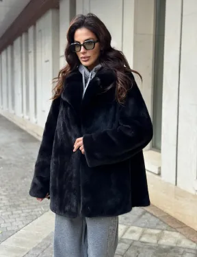 Полушубок женский из норки - черный