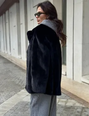 Полушубок женский из норки - черный