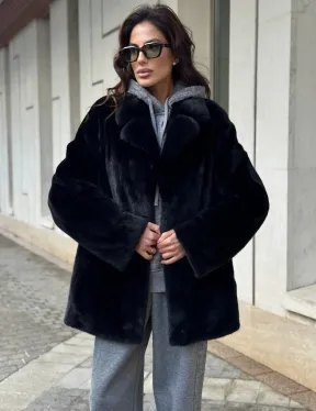Полушубок женский из норки - черный
