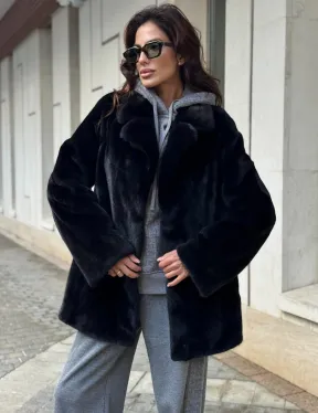 Полушубок женский из норки - черный