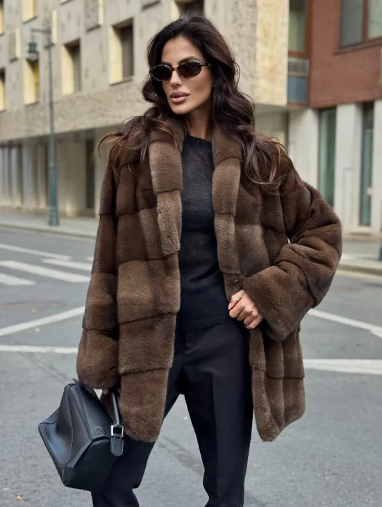 Шуба норковая коричневая