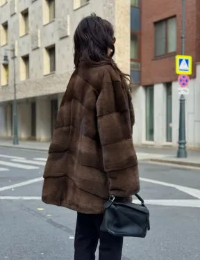 Шуба норковая коричневая