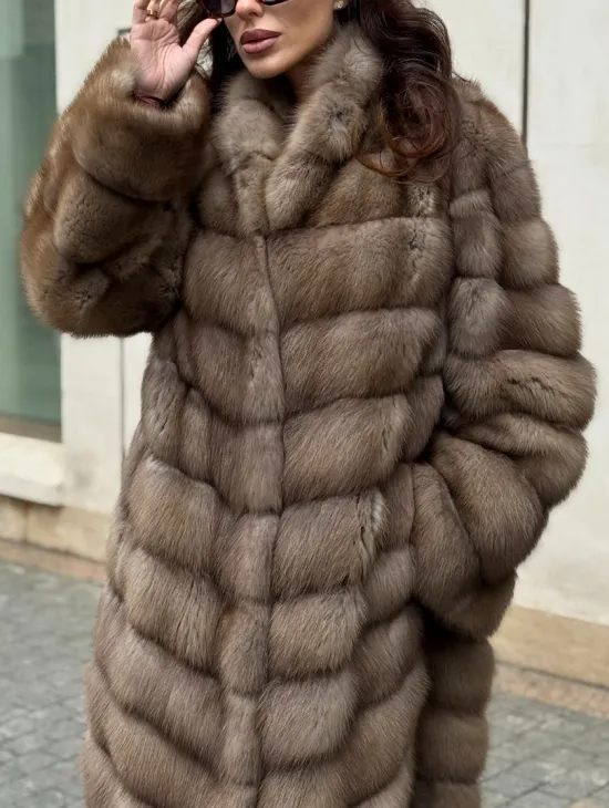 Шуба из натуральной куницы