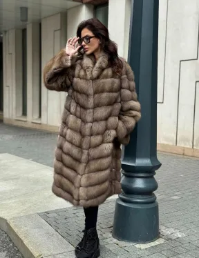 Шуба из натуральной куницы