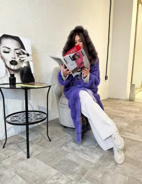 Фиолетовая норковая шуба