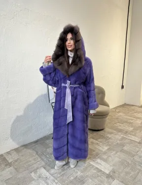 Фиолетовая норковая шуба