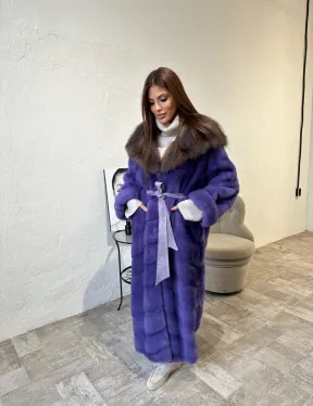 Фиолетовая норковая шуба