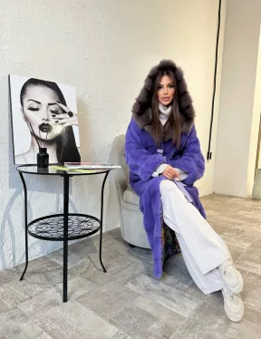 Фиолетовая норковая шуба