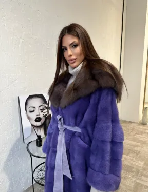 Фиолетовая норковая шуба