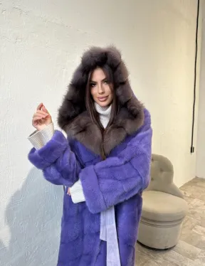 Фиолетовая норковая шуба