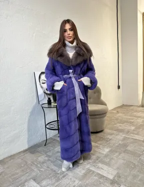 Фиолетовая норковая шуба