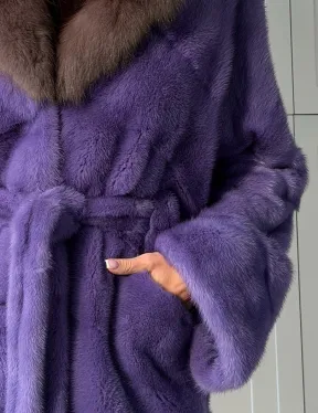 Фиолетовая норковая шуба