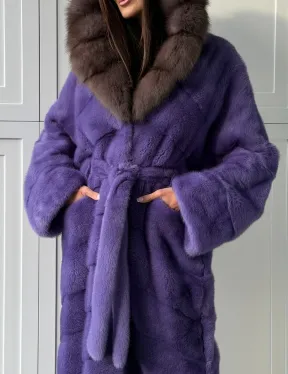 Фиолетовая норковая шуба