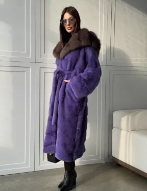 Фиолетовая норковая шуба