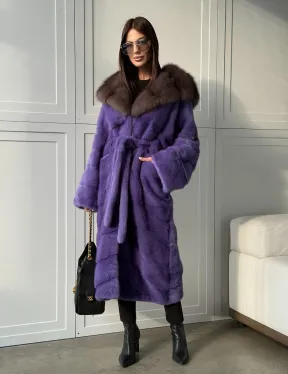 Фиолетовая норковая шуба
