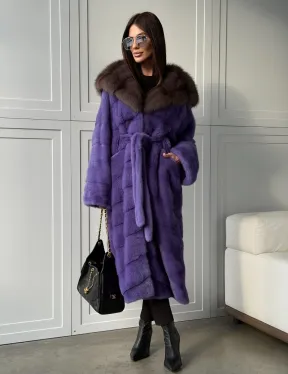 Фиолетовая норковая шуба