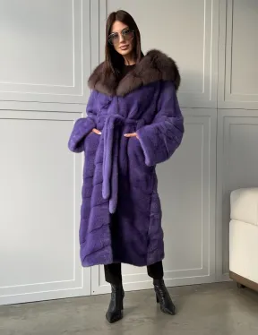 Фиолетовая норковая шуба