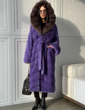Фиолетовая норковая шуба