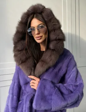 Фиолетовая норковая шуба