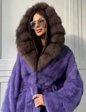 Фиолетовая норковая шуба