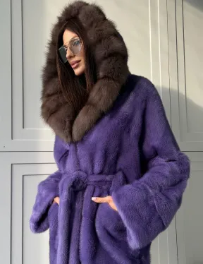 Фиолетовая норковая шуба