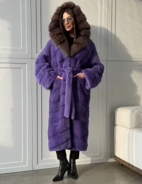 Фиолетовая норковая шуба