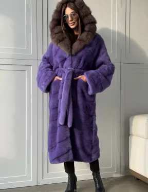 Фиолетовая норковая шуба