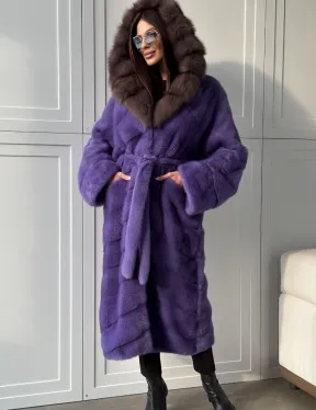 Фиолетовая норковая шуба