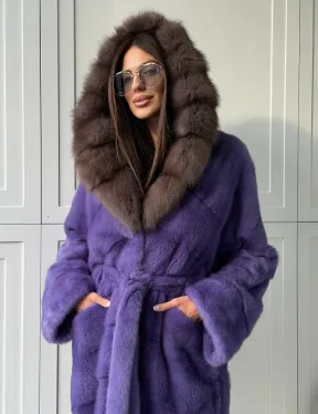 Фиолетовая норковая шуба
